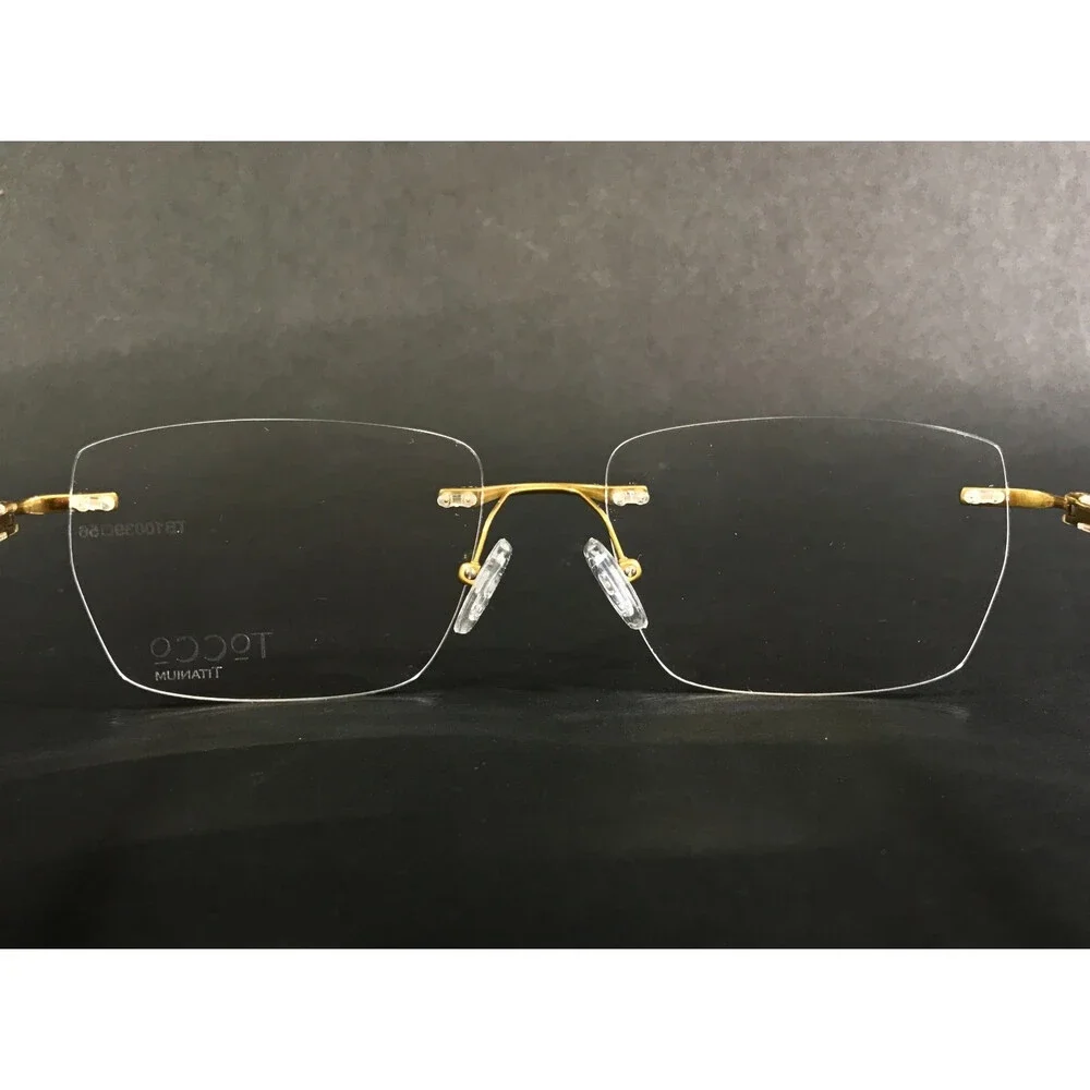 Tocco Eyeglasses Frames BETA 100 COL 39 SAND Gold Rectangle Titanium 55-17-145